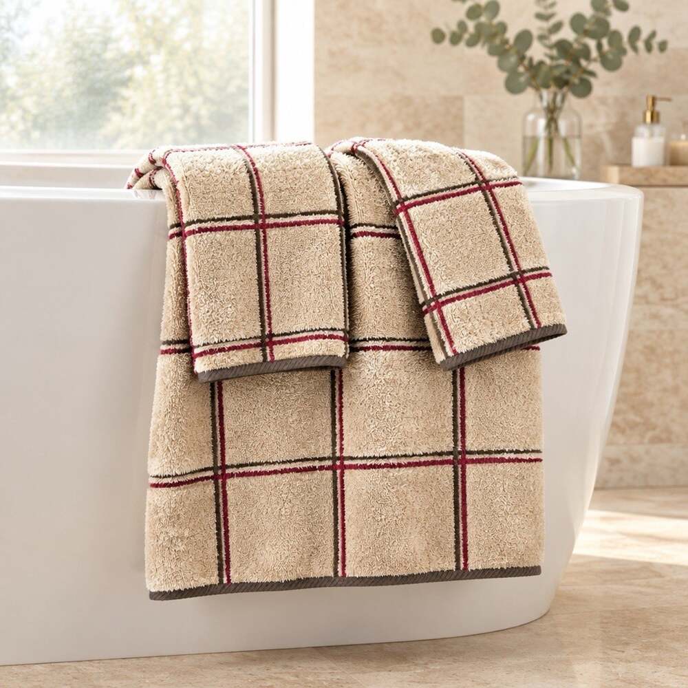 Lauren Ralph Lauren Post Road Window Pane Towel Set Of 3 48x24” 27x14”